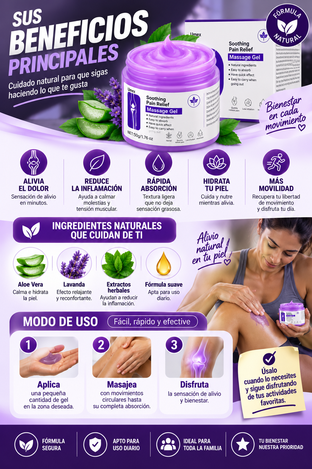 ARTICALM - Gel de Masaje Calmante para Dolor de Articulaciones y Músculos