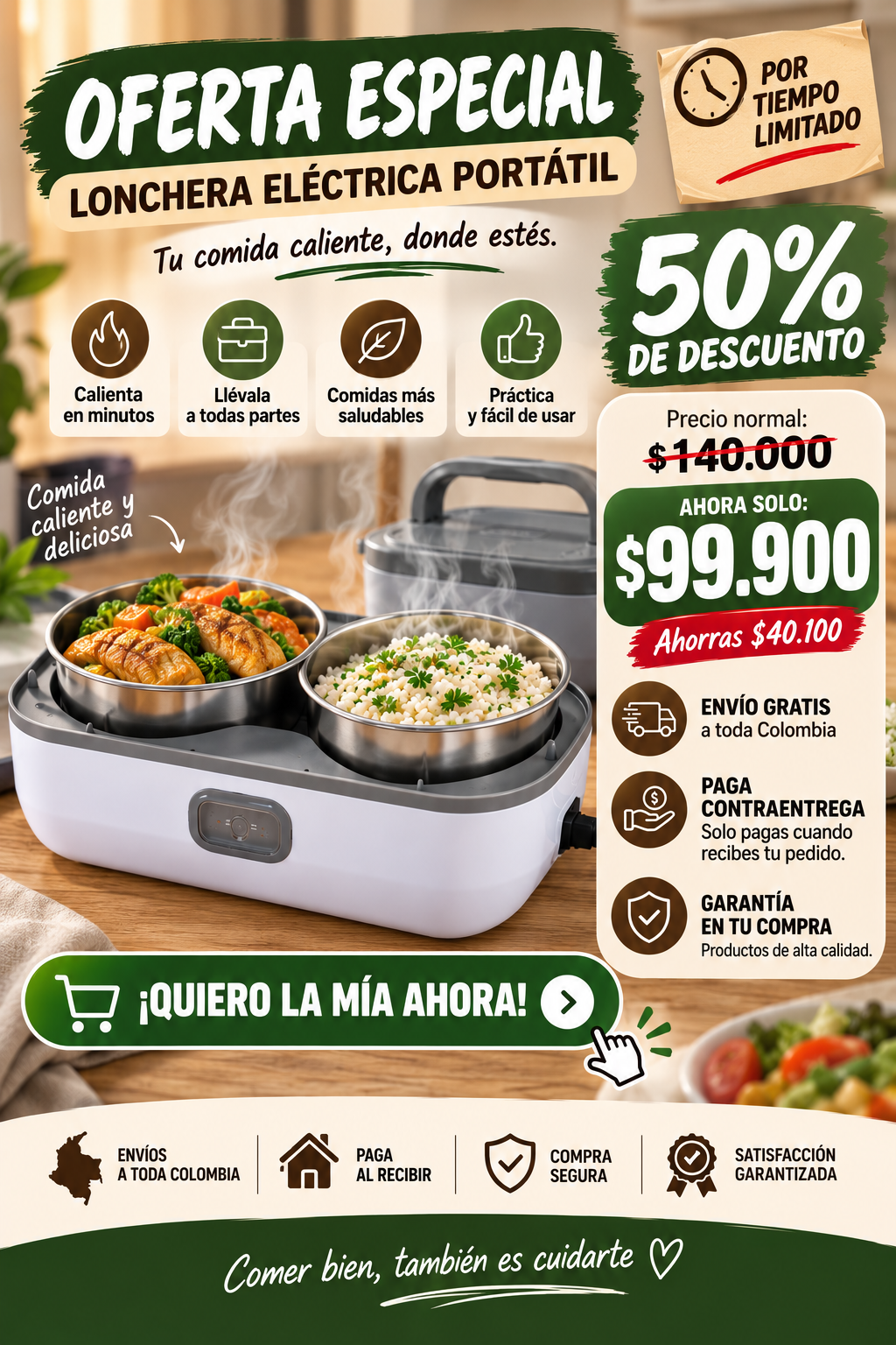 Lonchera Eléctrica Portátil ™ Premuim + Envio gratis