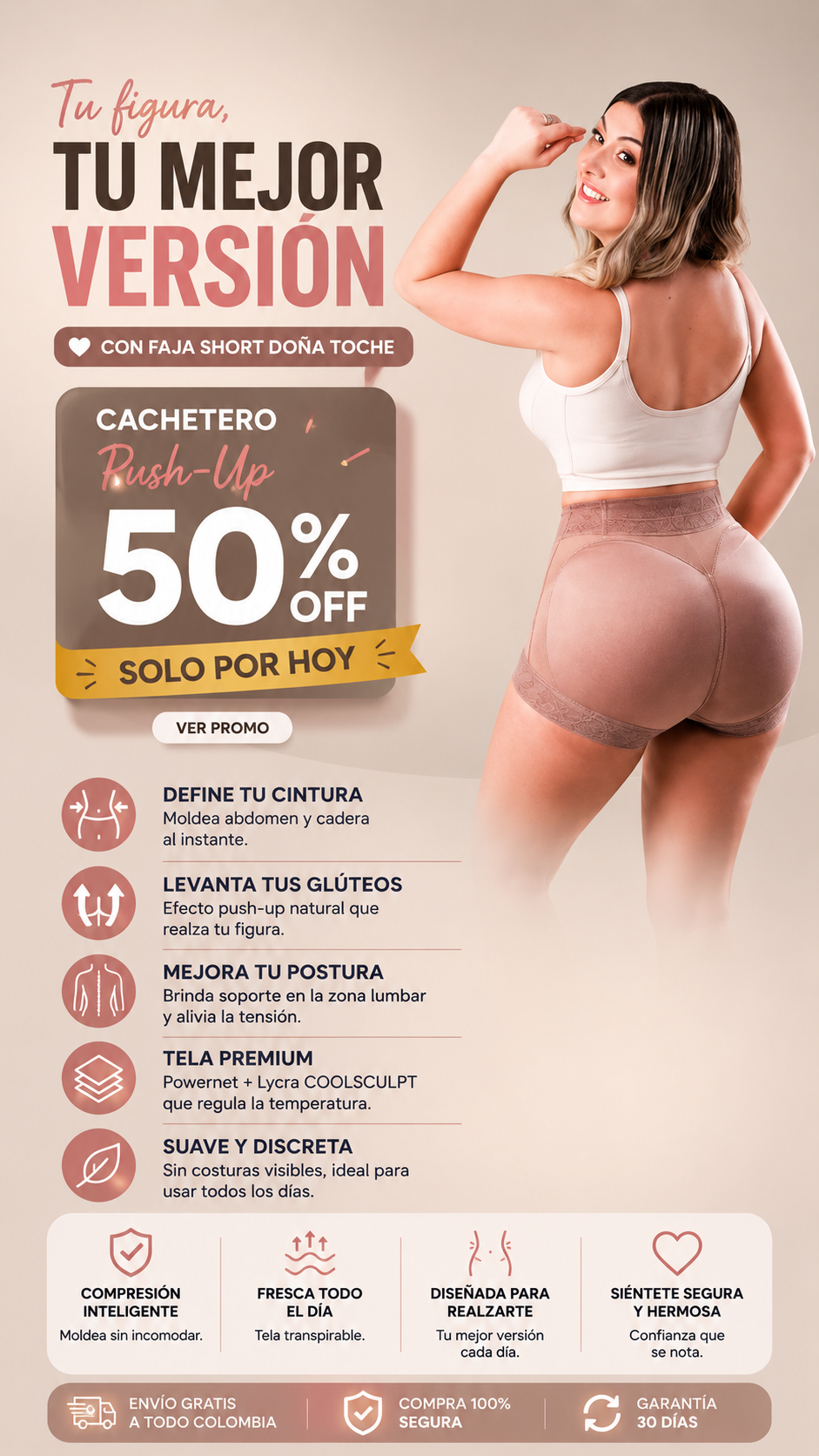 Faja Short levanta Cola TOCHE LA ORIGINAL™ | Cintura definida con Envio Gratis