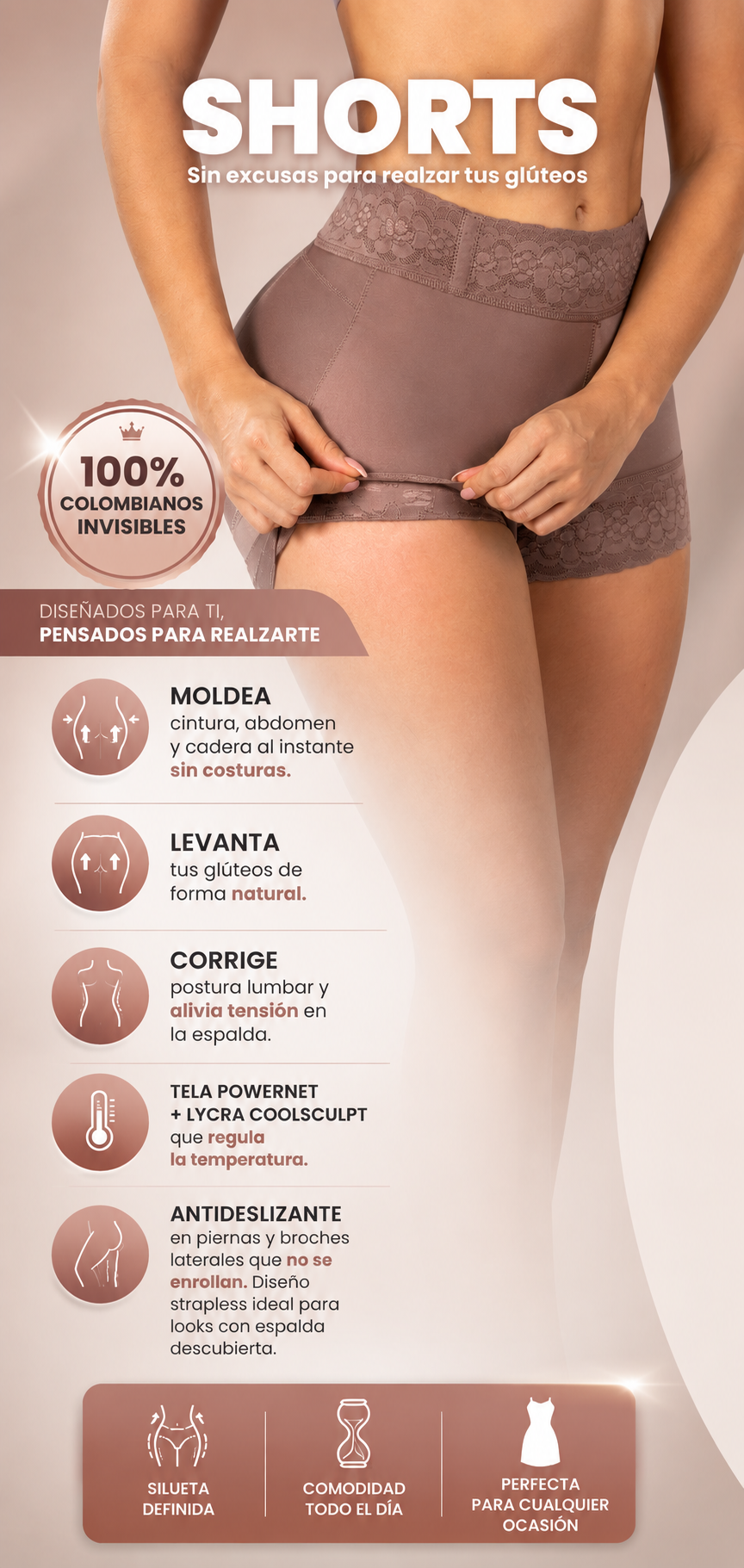 Faja Short Moldeadora Siempre Bella™ | Cintura definida y Cola levantada con Envio Gratis