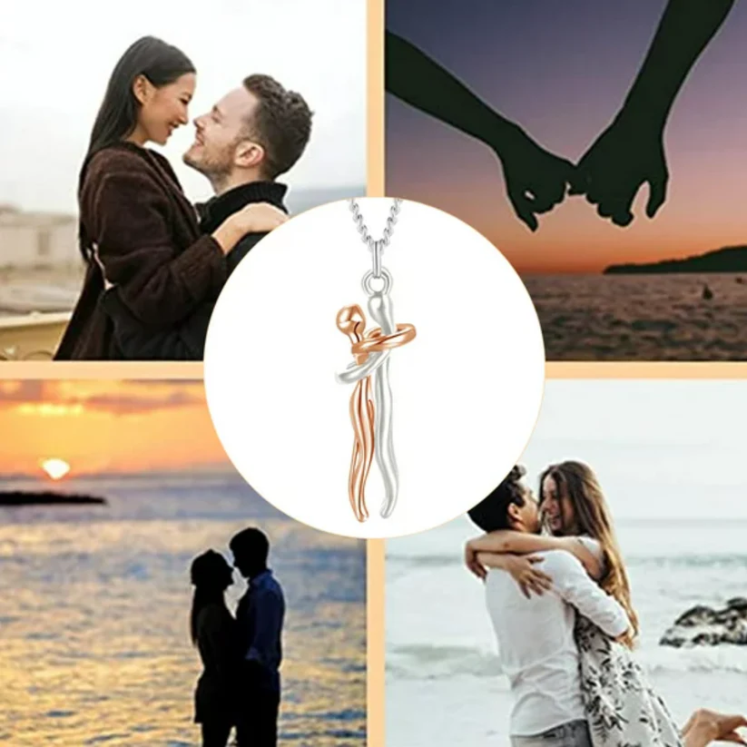 Collar abrazo pareja  Acero inoxidable Titanio ® + Caja Y Envio Gratis
