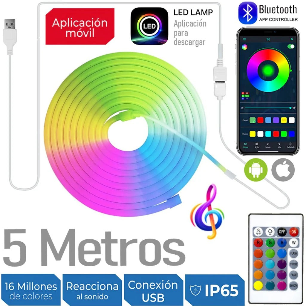 Rollo Cinta Luz Led Tipo Neon RGB Manguera Flexible con Envio Gratis