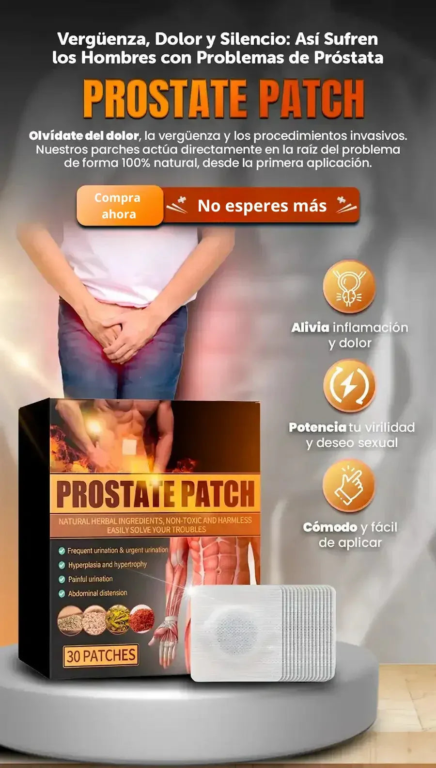Parches naturales para la próstata Prostate Patch X30 ™ con Envio Gratis