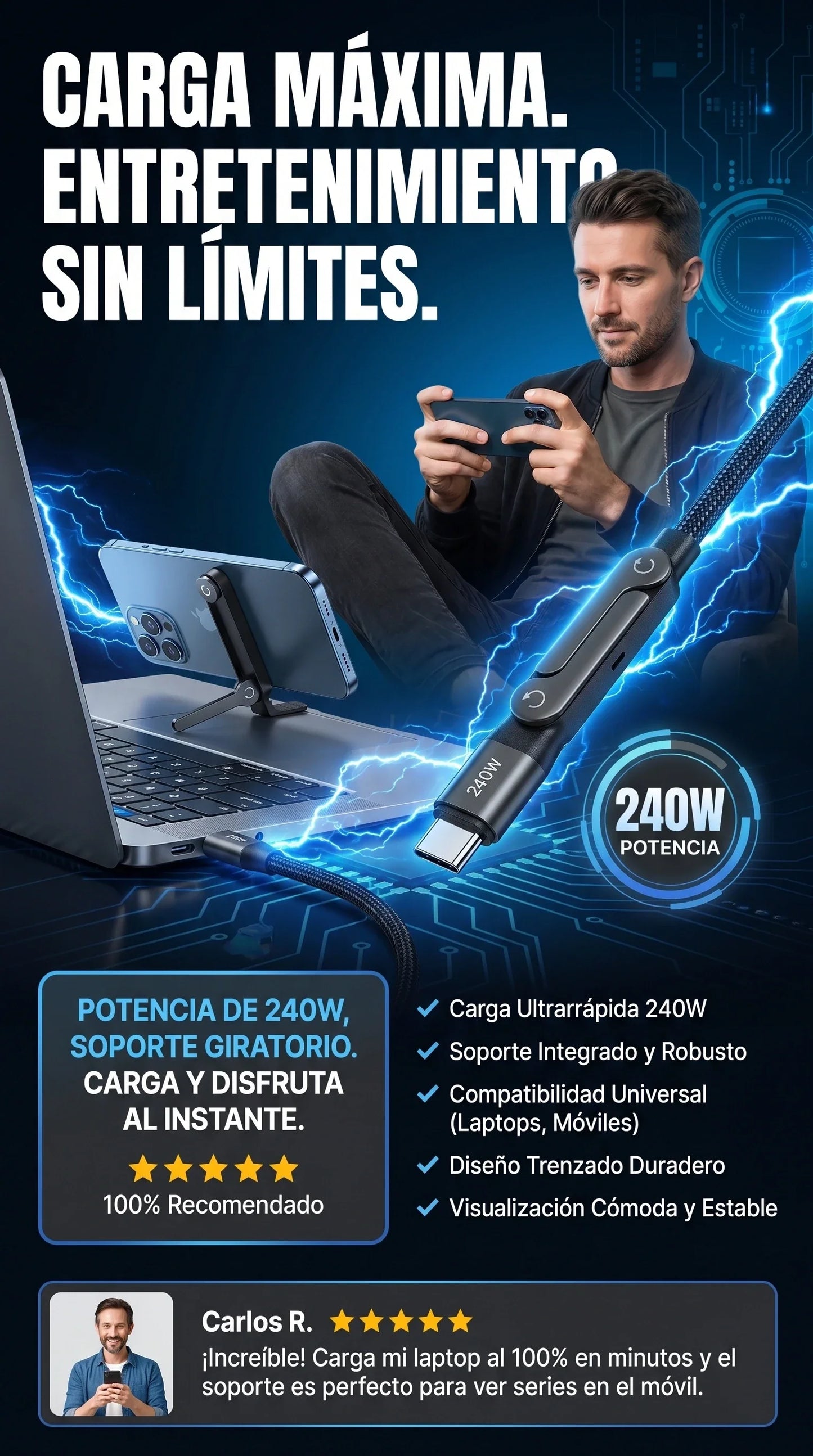 Cable Cargador Multifuncional PRO 240W